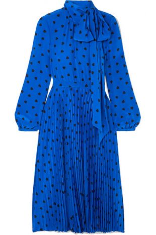 Valentino Garavani Valentino Pussy Bow Pleated Printed Silk Midi Dress