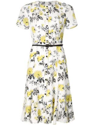 Carolina Herrera CAROLINA HERRERA Floral Print Belt Dress