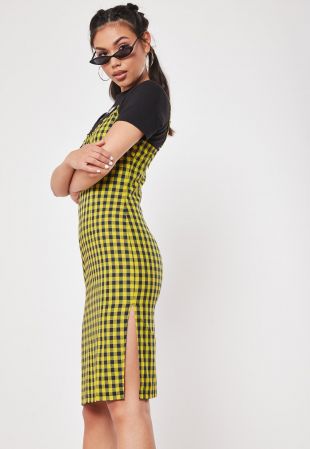Missguided Yellow Checked Cami Dress