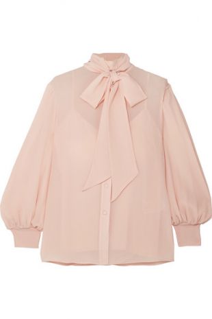 Givenchy Pussy Bow Silk Crepon Blouse