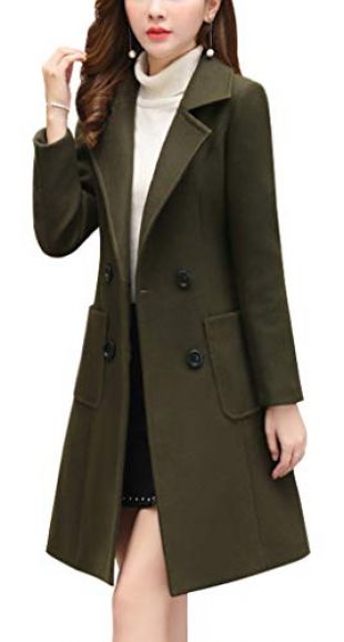 Chouyatou Chouyatou Women Elegant Notched Collar Double Breasted Wool Blend Over Coat X Small