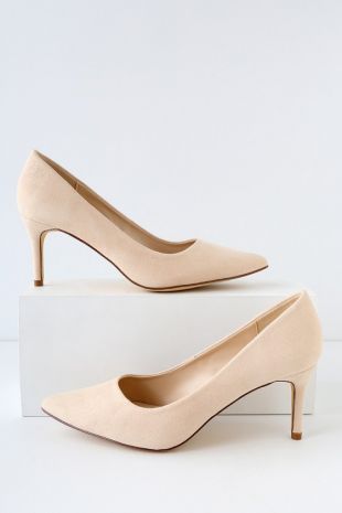 Lulu Nude Suede Heels