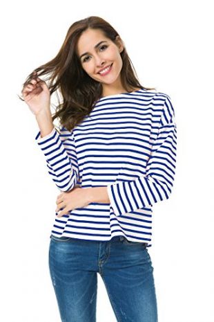 Alcea Rosea Alcea Rosea Women S Long Sleeve Striped T Shirt Tunic Top