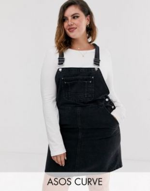 Asos Asos Design Curve Robe Salopette En Jean Noir D Lav Asos