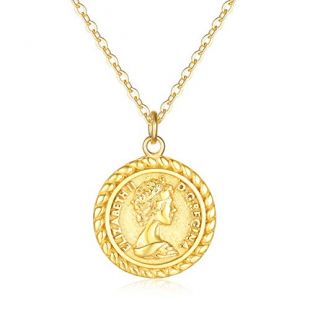 Vacrona VACRONA Coin Necklace For Women Girls 18k Gold Plated Vintage