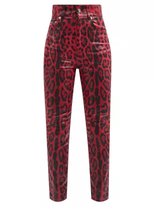 Dolce Gabbana Leopard Print Drill Jeans