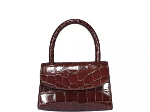 By Far Mini Nutella Croco Embossed Leather Bag