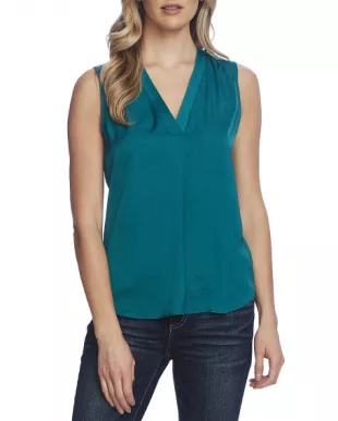 Vince Camuto Sleeveless Rumple V Neck Blouse