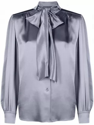 Alberta Ferretti Pussy Bow Silk Blouse