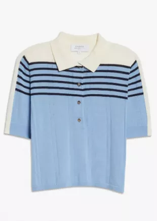 La Ligne Short Sleeve Merino Wool Polo Shirt