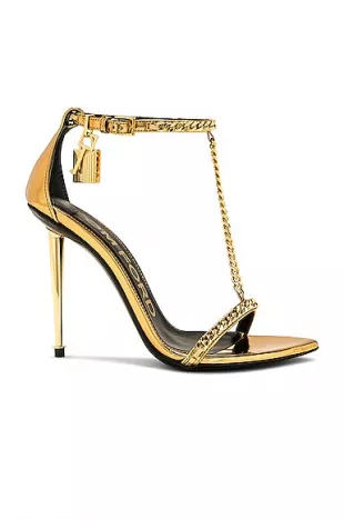 Tom Ford Mirror Padlock Chain Pointy Naked Sandal