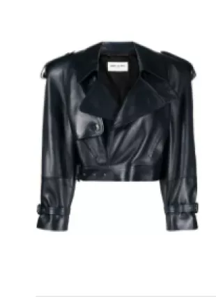 Saint Laurent Cropped Leather Biker Jacket