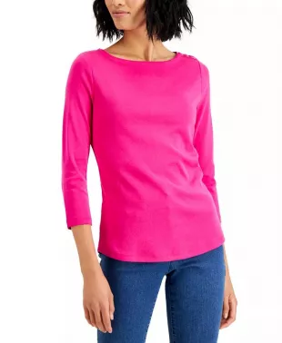 Charter Club Pima Cotton Boat Neck Top