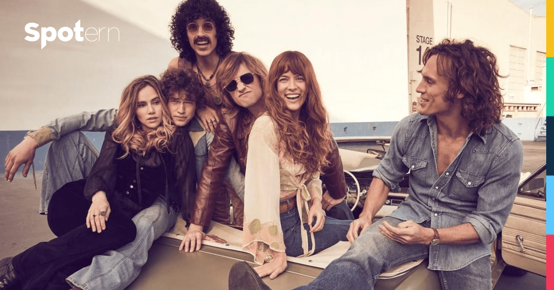 Karen Sirko (played by Suki Waterhouse) outfits on Daisy Jones & the Six