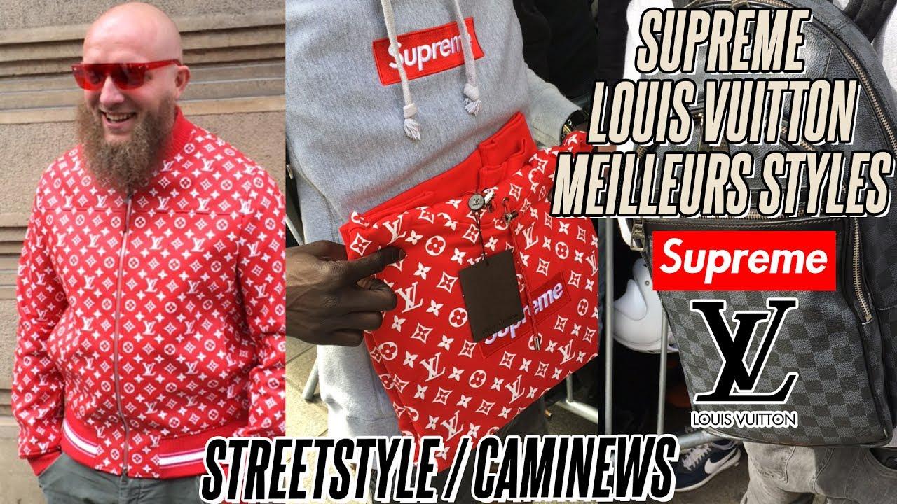 La veste Louis Vuitton x Supreme rouge de CaminoTV dans sa vidéo