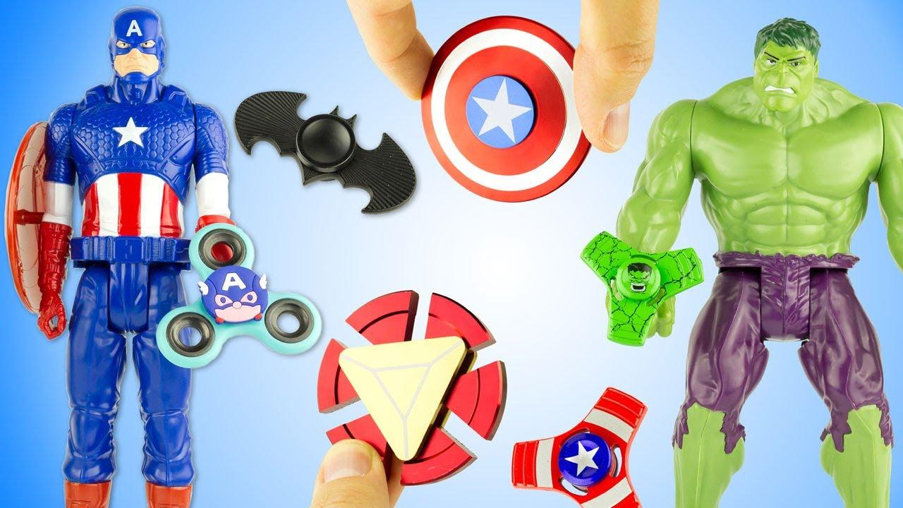 11 Hand Spinner Super Héros Fidget Finger Rare Captain America Iron Man SpiderMan Jouet Toy Review