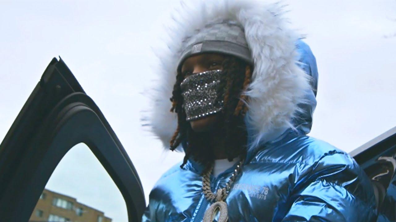 Vengeance78 Blue Metallic Puffer Jacket worn by King Von in Broke