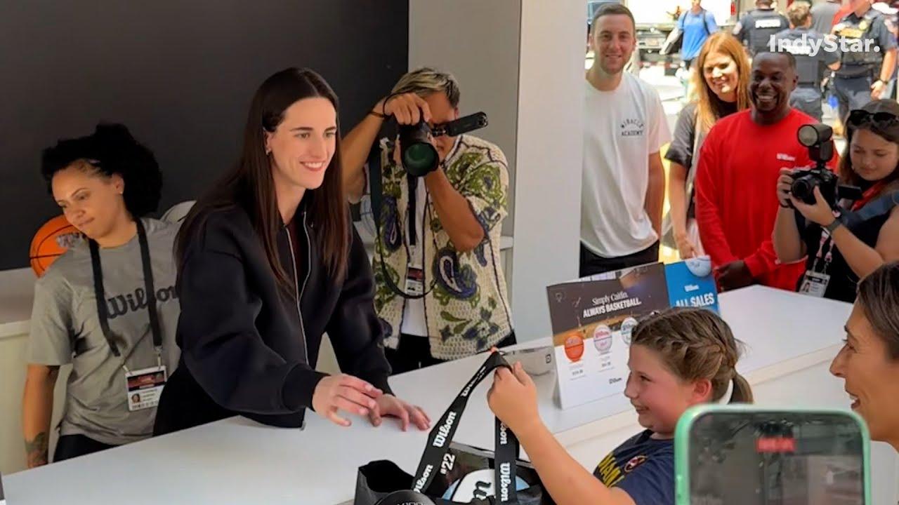 Caitlin Clark hands out gear to fans at 2025 WNBA All-Star Weekend in Indianapolis