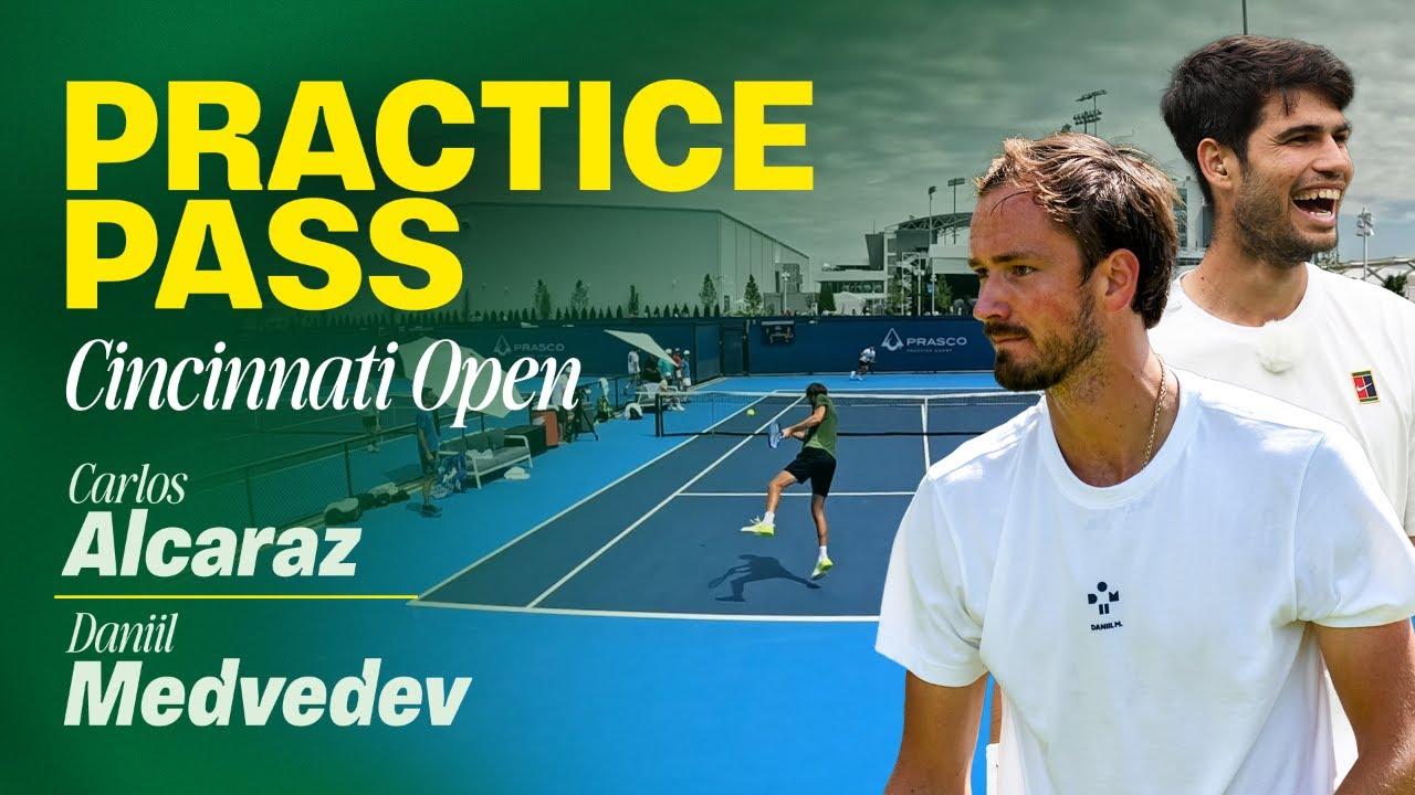 Carlos Alcaraz plays a practice set with Daniil Medvedev at the 2025 Cincinnati Open | Practice Pass