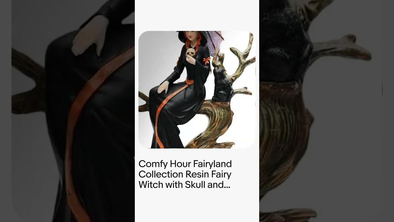JJ Comfy - Fairyland Collection Resin Fairy Witch with Skull and Black Cat