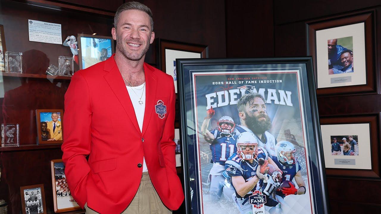 Julian Edelman Puts on his Patriots Hall of Fame Red Jacket | Press Conference