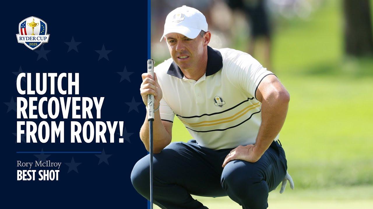 Rory McIlroy Makes Long Putt to Tie Match on 11th Hole | 2025 Ryder Cup