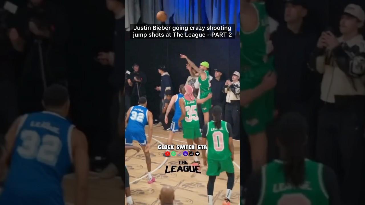 Justin Bieber going crazy shooting jump shots at The League - PART 2 #shorts