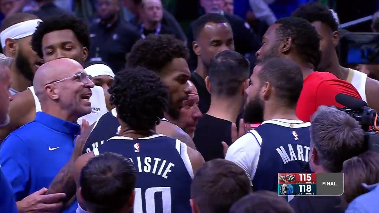 HEATED EXCHANGE! Tempers Flare between Mavs & Pels at the end of the Game 😱