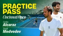 Carlos Alcaraz plays a practice set with Daniil Medvedev at the 2025 Cincinnati Open | Practice Pass