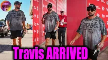 OMG! Travis Kelce ROCKIN an AC/DC shirt as he arrived for Chiefs vs.Bears game