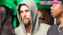 Justin Bieber Attends Skylrk's 'The League' Basketball Game In Downtown Los Angeles, CA