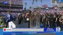 Manager Dave Roberts honors the Dodgers' World Series win