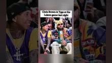 Chris Brown& Tyga courtside at the Lakers 🏀 #shorts #viral #trending #music #hiphop