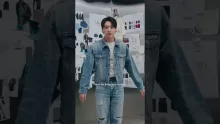 Jung Kook in his favorite set. The 90s Trucker and 90s Straight Jean in Rebel Blue.