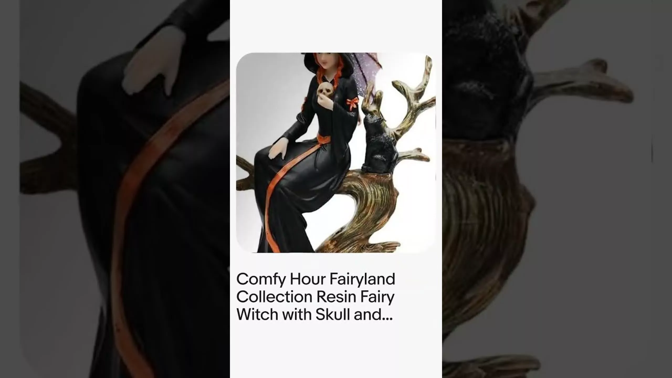 JJ Comfy - Fairyland Collection Resin Fairy Witch with Skull and Black Cat