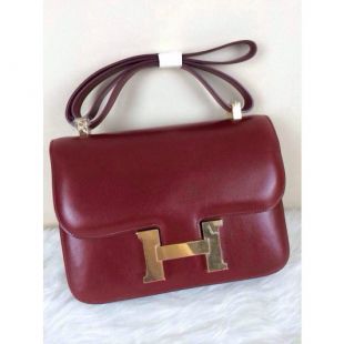 Hermes veau boîte noir Constance 23 Flap Bag