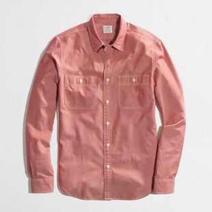 Factory slim red chambray workshirt