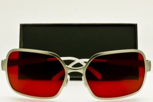 OLIVER PEOPLES OP 523 SUNGLASSES Silver Blood Red Fight Club