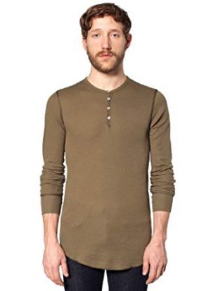 American Apparel - American Apparel T-shirt Henley Manches Longues en ...