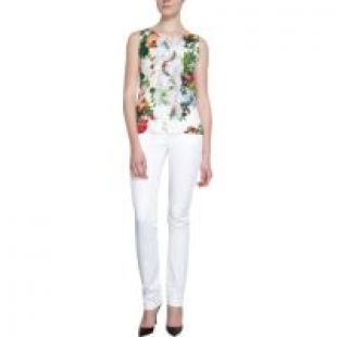 Dolce & Gabbana Lace Overlay Panel Floral Print Top