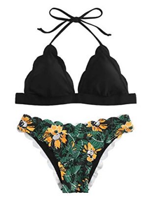 SweatyRocks Women's Sexy Bathing Suits Spaghetti Strap Twist Front Bikini Set Swimsuit Blue Medium