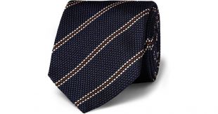 Blue Striped Woven-Silk Tie