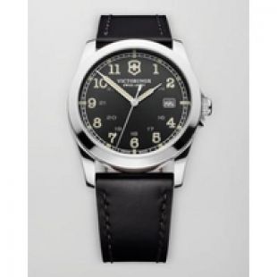 Infantry Leather Watch, Black - Victorinox Swiss Army