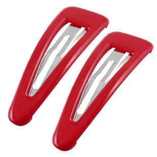 uxcell 2 Pcs 2.8" Length Red Plastic Metal Snap Hair Clip for Women