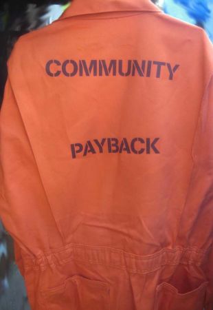 COMMUNITY PAYBACK MISFITS Jail Inmate Orange Jumpsuit Costume Prison Detention