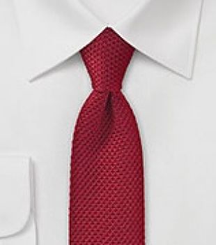 Cravate rouge brodée slim soie