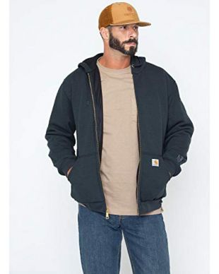 Carhartt - Carhartt Men's Rain Defender Rutland Thermal Lined Hooded Zip  Front Sweatshirt 100632,Black,Small