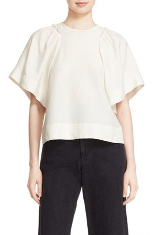 RACHEL COMEY 'Ravine' Bell Sleeve Silk & Linen Top