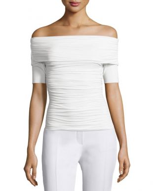 THE ROW Nanja Off-the-Shoulder Jersey Top, White