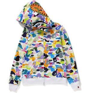 Bape Multi Camo Shark Full Zip Hoodie  Womens